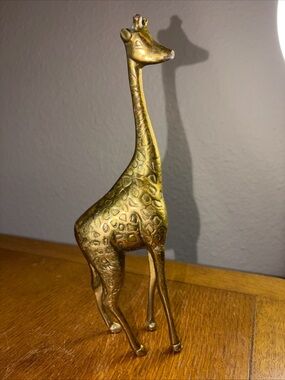 Vintage MCM Solid Brass 11"H Standing Giraffe Figurine
